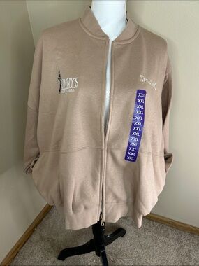 Light Taupe Zip-Up Sweatshirt Jacket by